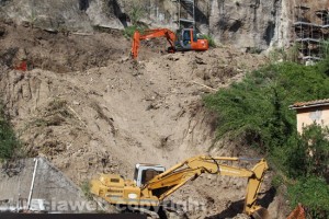 Bomba a Orte - Il punto del ritrovamento, durante i lavori di consolidamento della rupe