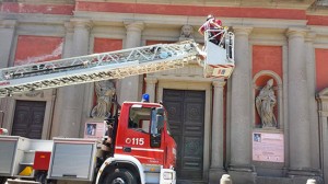 L'intervento dei vigili del fuoco alla Trinità