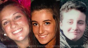 I ragazzi morti nell'incidente, da sinistra: Maria Chiara Latini, Marianna Boccolini, Michael Cipiccia