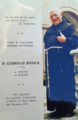 Il santino ricordo si padre Ronca
