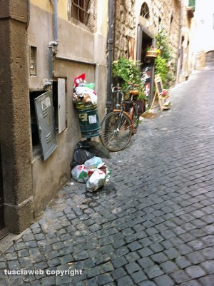 Viterbo - Via del Giglio - Cestino stracolmo