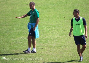 Sport - Calcio - Viterbese - Stefano Sanderra e Rocco Giannone durante l'allenamento di rifinitura
