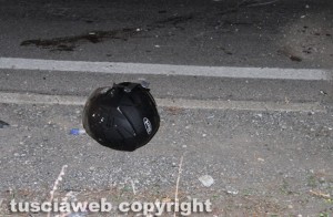 Viterbo - Incidente sulla Tuscanese - La moto distrutta