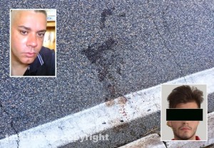 Viterbo - Il luogo dell'aggressione e nel riquadro in basso Sabato Louis Francesco Battaglia accusato dell'assassinio - In alto Federico Venzi, l'uomo ucciso
