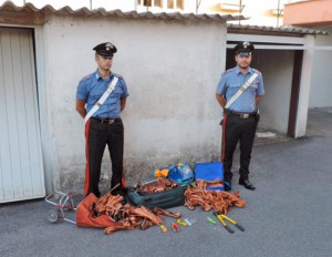 Montalto di Castro - Il rame sequestrato dai carabinieri