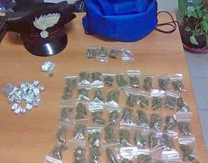 Orte - La droga sequestrata dai carabinieri