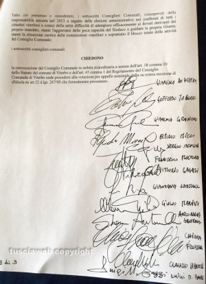 Viterbo - Comune - La mozione di sfiducia