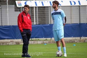 Sport - Calcio - Flaminia - L'allenatore Pierluigi Vigna con il portiere Federico Nasti