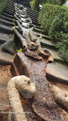 Viterbo - Villa Lante - I danni provocati dal leccio che si è abbattuto sulla fontana del Gambero