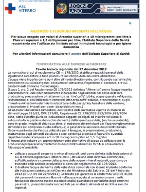 Il sito della Asl di Viterbo - Valori dell'arsenico 