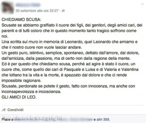 Viterbo - Il post firmato "Gli amici di Leo" circolato su Facebook