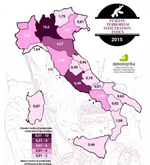 Le regioni a rischio attacchi terroristici
