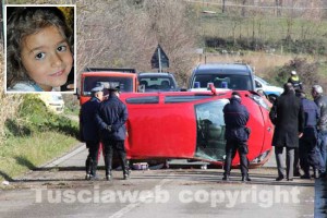 L'incidente sulla Vitorchianese - Nel riquadro: la piccola Irene Raimondo