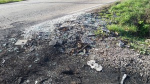 Tuscania - Pullman Cotral a fuoco, cenere e detriti sulla Martana