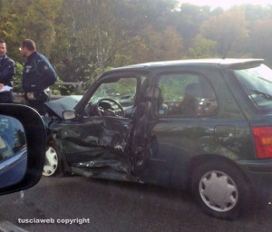 Viterbo - L'incidente sulla Cassia sud - La Nissan Micra