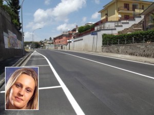 Via Cardinal Salotti a Montefiascone; nel riquadro: Monica Bellanova