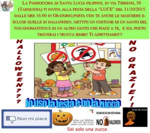 Tarquinia - Il volantino contro Halloween comparso in una parrocchia
