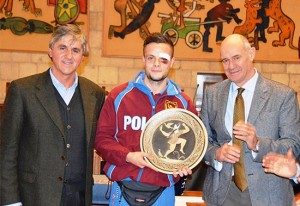 Sport - Il pugile Stefano Gasparri con Sandro Celli e Mauro Mazzola