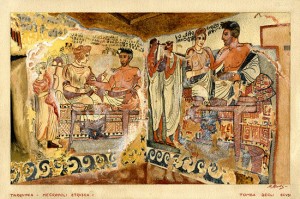 Tarquinia - Etruschi - un'opera del pittore Adolfo Ajelli