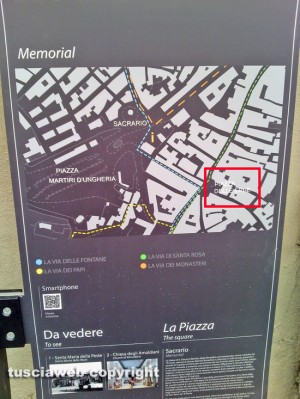 Viterbo - Cartellonistica confusionaria a piazza delle Erbe