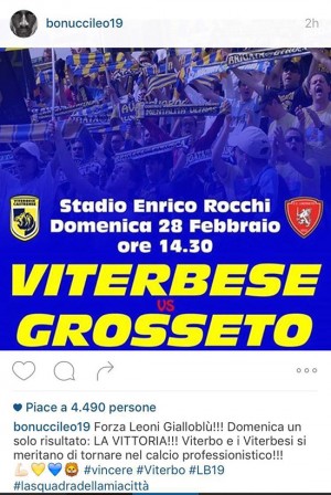 Instagram - Il messaggio di Bonucci sulla Viterbese