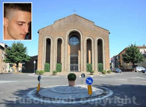 Nella foto: La chiesa di santa Maria del Rosario a Vejano; nel riquadro: Damiano Barberini