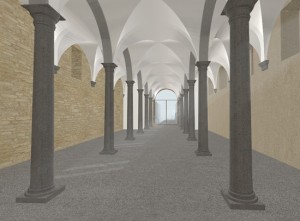 Viterbo - Piazza salutare - Il render delle ex scuderie dopo i lavori