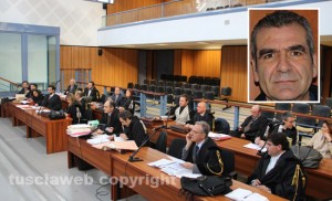 L'udienza per il maxiprocesso Asl; nel riquadro: Mauro Paoloni