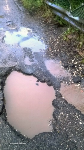 Viterbo - Buche e piante su strada Signorino