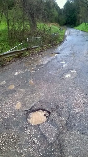 Viterbo - Buche e piante su strada Signorino