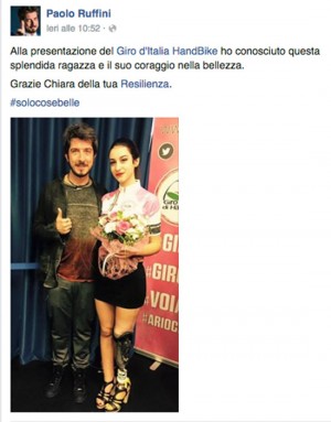 La dedica di Paolo Ruffini a Chiara Bordi