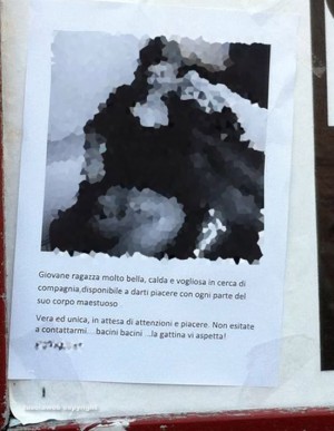 Viterbo - Il volantino a luci rosse che diffama una ragazza