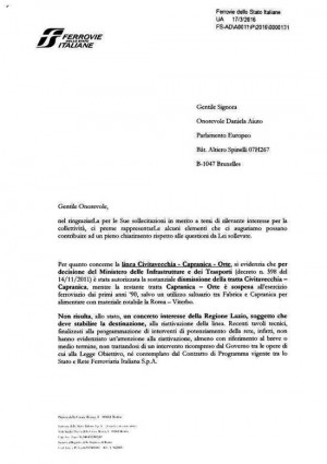 Linea Civitavecchia- Capranica-Orte - Il documento di Fs - Clicca sull'immagine per ingrandire