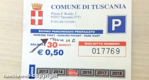 Tuscania - Errore ortografico sui ticket del parcheggio