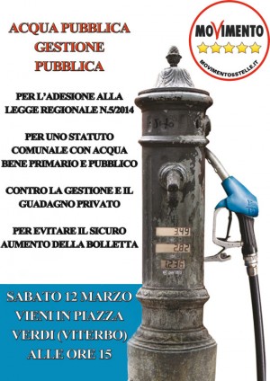 M5s in piazza per dire no alla privatizzazione dell'acqua 
