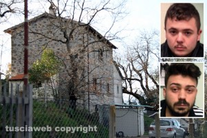 Viterbo - Ponte dei Cetti - Il casale dove si sono nascosti i camorristi - Nei riquadri Gaetano Formicola e Giovanni Tabasco