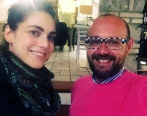 Miriam Leone con Paolo Bianchini all'Osteria del vecchio orologio