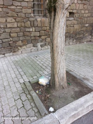 Viterbo - Immondizia nel parcheggio in piazza Martiri d'Ungheria