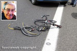 Viterbo - Superstrada - Auto travolge e uccide ciclista - Nel riquadro Bruno Purchiaroni