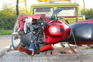 Fabrica di Roma - La moto finita nel dirupo