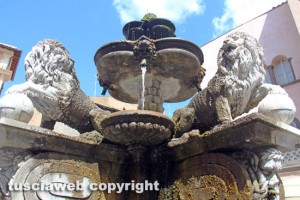 Viterbo - Piazza delle Erbe - I leoni della fontana ricostruiti da Pio Fedi