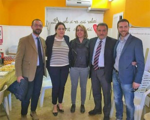 Andrea Egidi, Catiuscia Marini ed ENrico Panunzi con i candidati sindaco