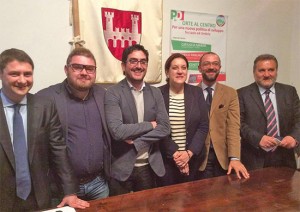 Mazzoli, Marini e Egidi e Panunzi con i candidati sindaco