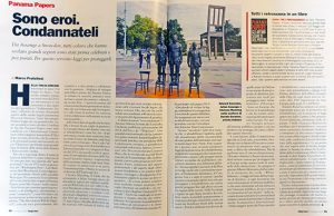 L'articolo dell'Espresso con l'opera di Davide Dormino