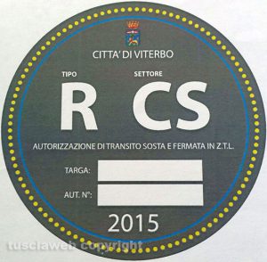 Viterbo - Il contrassegno della nuova ztl