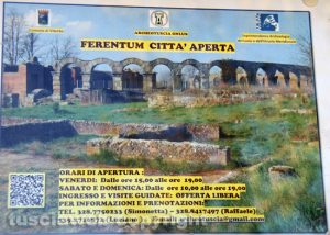 Il cartello intitolato Ferento città apertaIl cartello intitolato Ferento città aperta