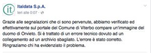 Sito internet del comune - Il post della società