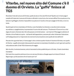 Viterbo - Sito internet con foto d'Orvieto - Gli sfottò della stampa umbra
