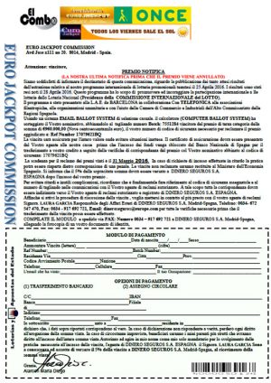 Mail truffa sulla vincita di una lotteria