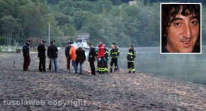 Il ritrovamento del corpo al lago di Vico - Nel riquadro: Sandro Ciambella